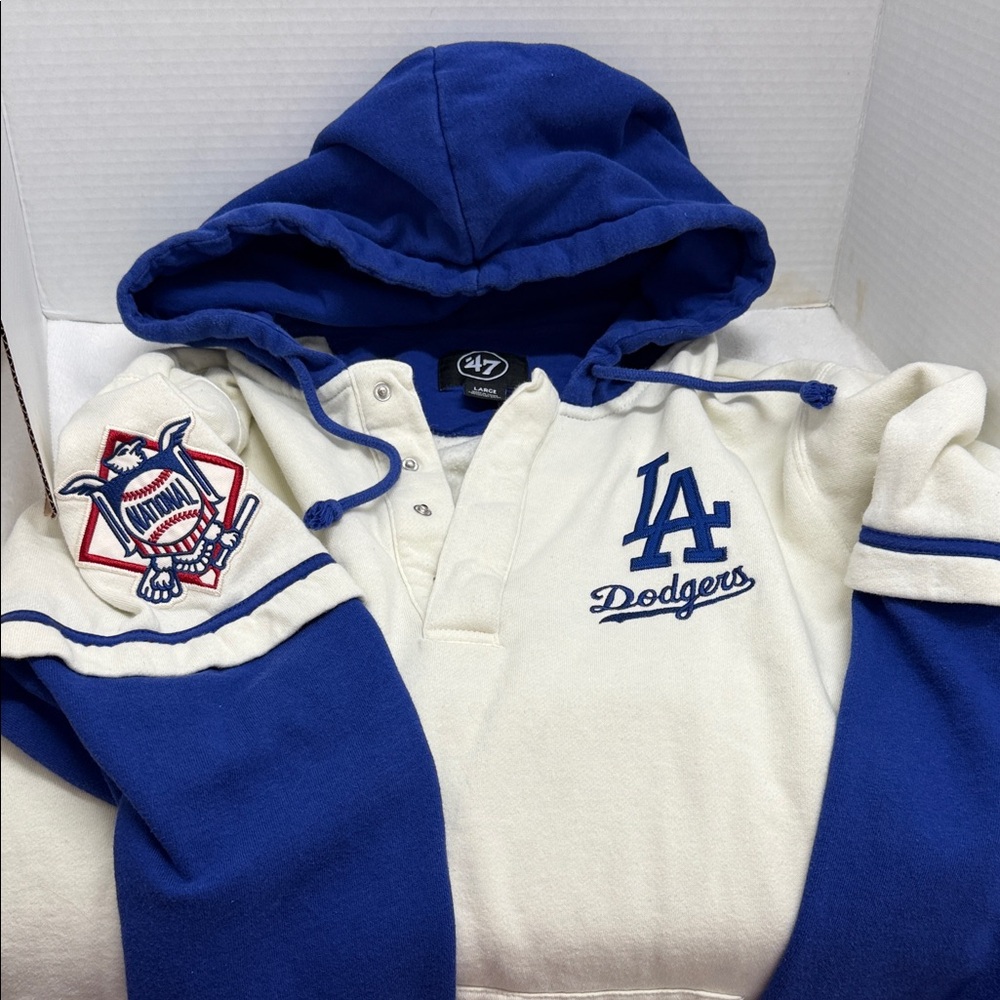 '47 LA Dodgers Pullover Hoodie - White & Royal Blue